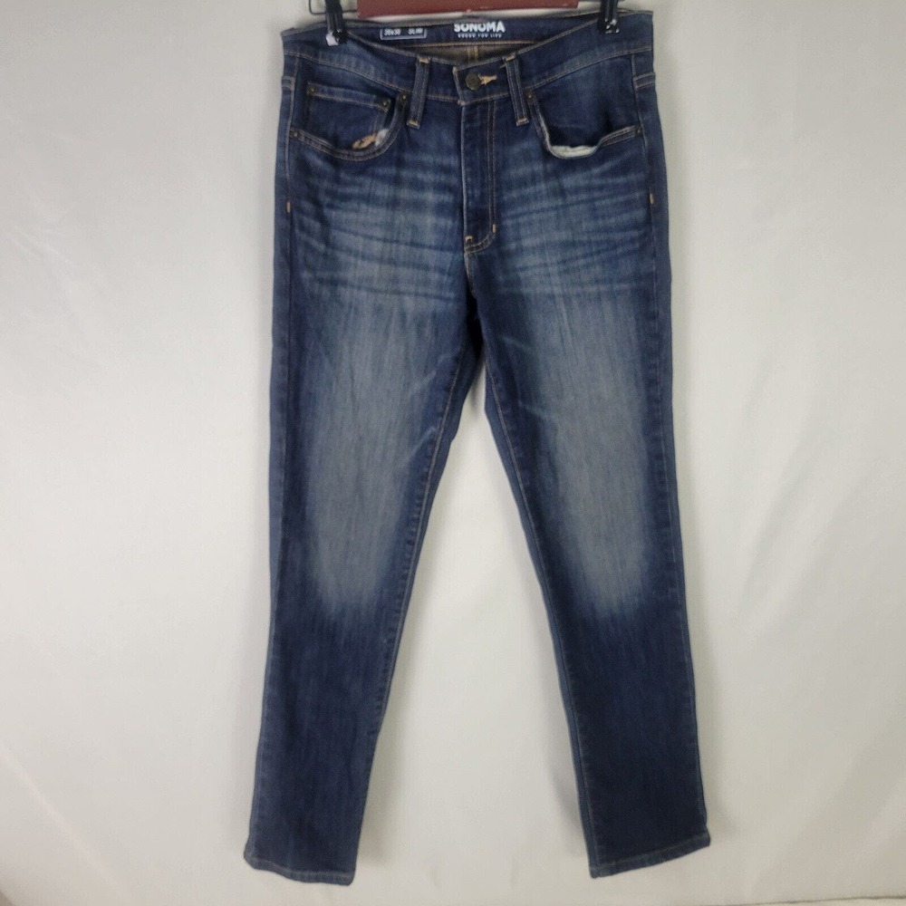 Sonoma Jeans Mens 30 x 30 Blue Denim Slim Fit Straight Leg Actual W30 x L28.5